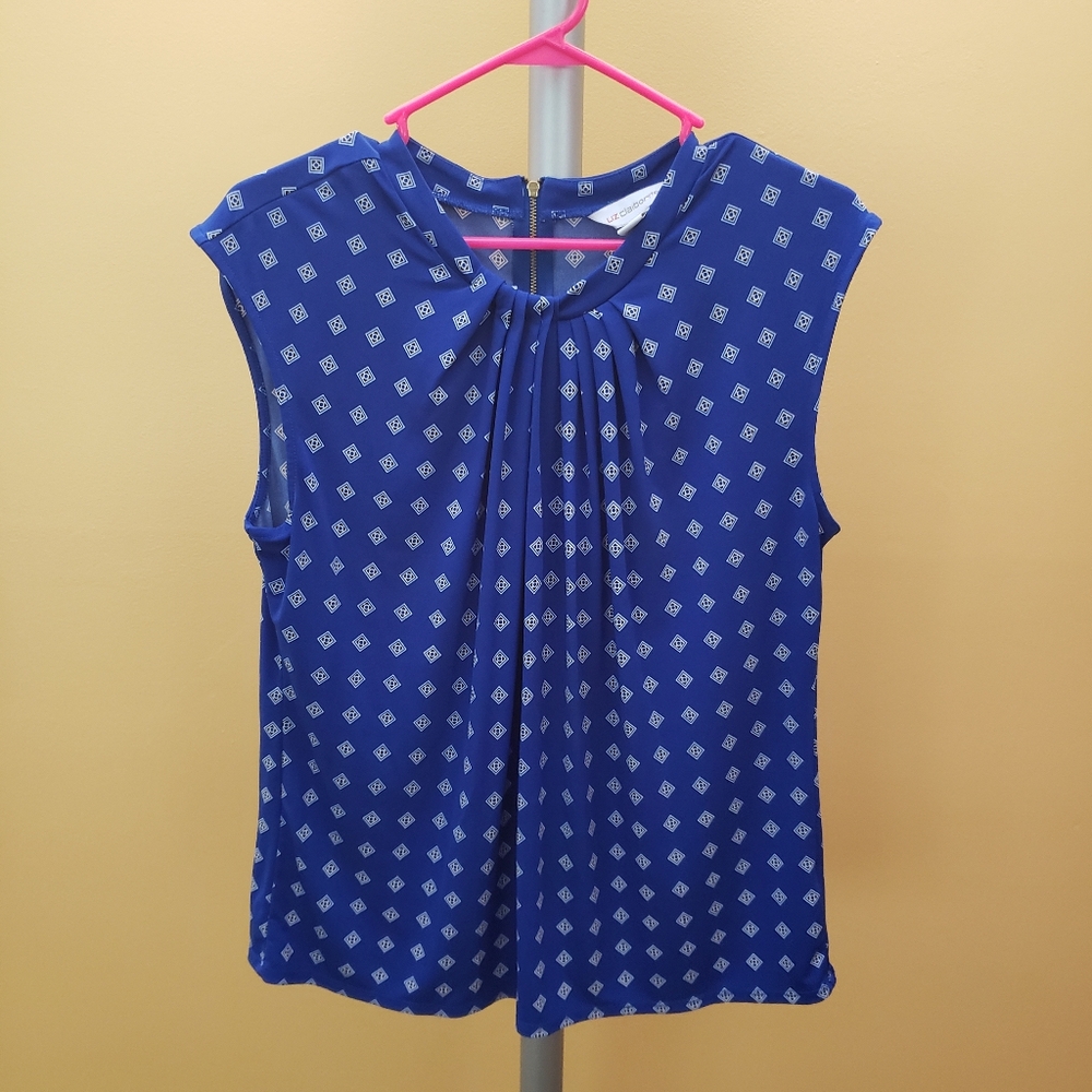 Blue/White Geometric Blouse